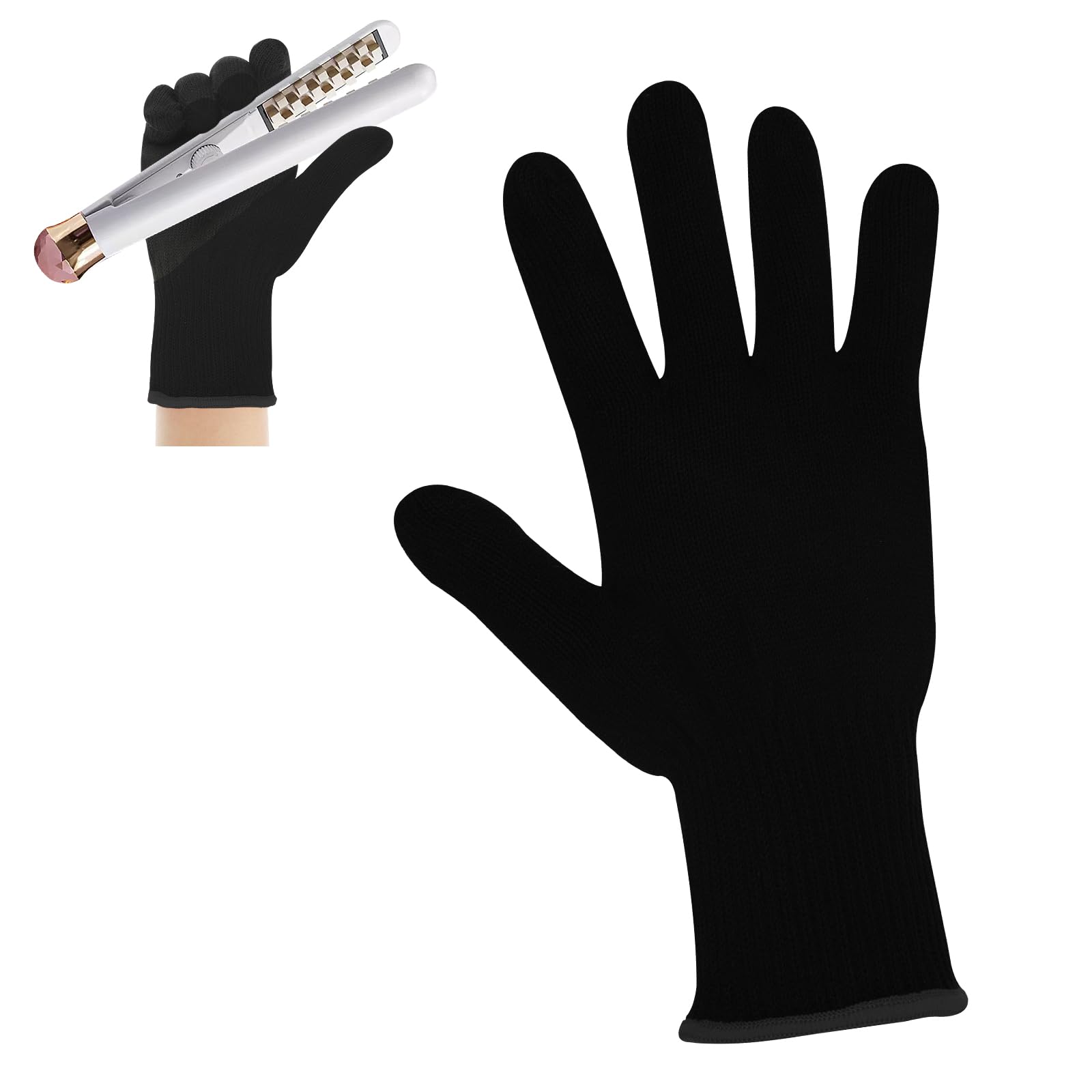 WLLHYF Gants professionnels résistant à la chaleur pour coiffure, fer à friser, fer à lisser, gants de blocage de la chaleur pour la main gauche et droite (bordure noire)