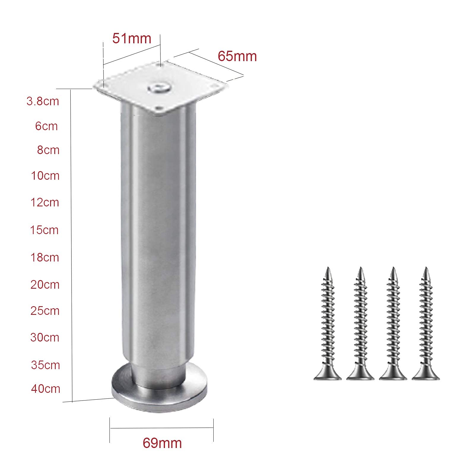 Pezzi Gambe Per Mobili Regolabili Piedini Per Mobili In Lega Di Alluminio Rotondi 12 Cm 86937426