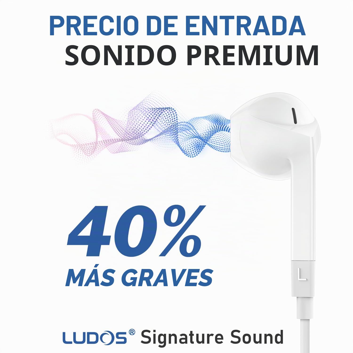 Ludos FEROX Auriculares USB C con Micrófono para iPhone 17 16 15 Pro MAX Plus Air iPad Pro Air, Garantía de 5 años, Auriculares Tipo C con Cable Samsung Galaxy S24 S23 S22 Ultra S21 FE S20 A53 A54