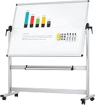VIZ-PRO Rolling Whiteboard, 48" x 36" Mobile White Board with Stand | Double-Sided Standing Magnetic Dry Erase Board on Wheels for School Office Home 4' x 3'