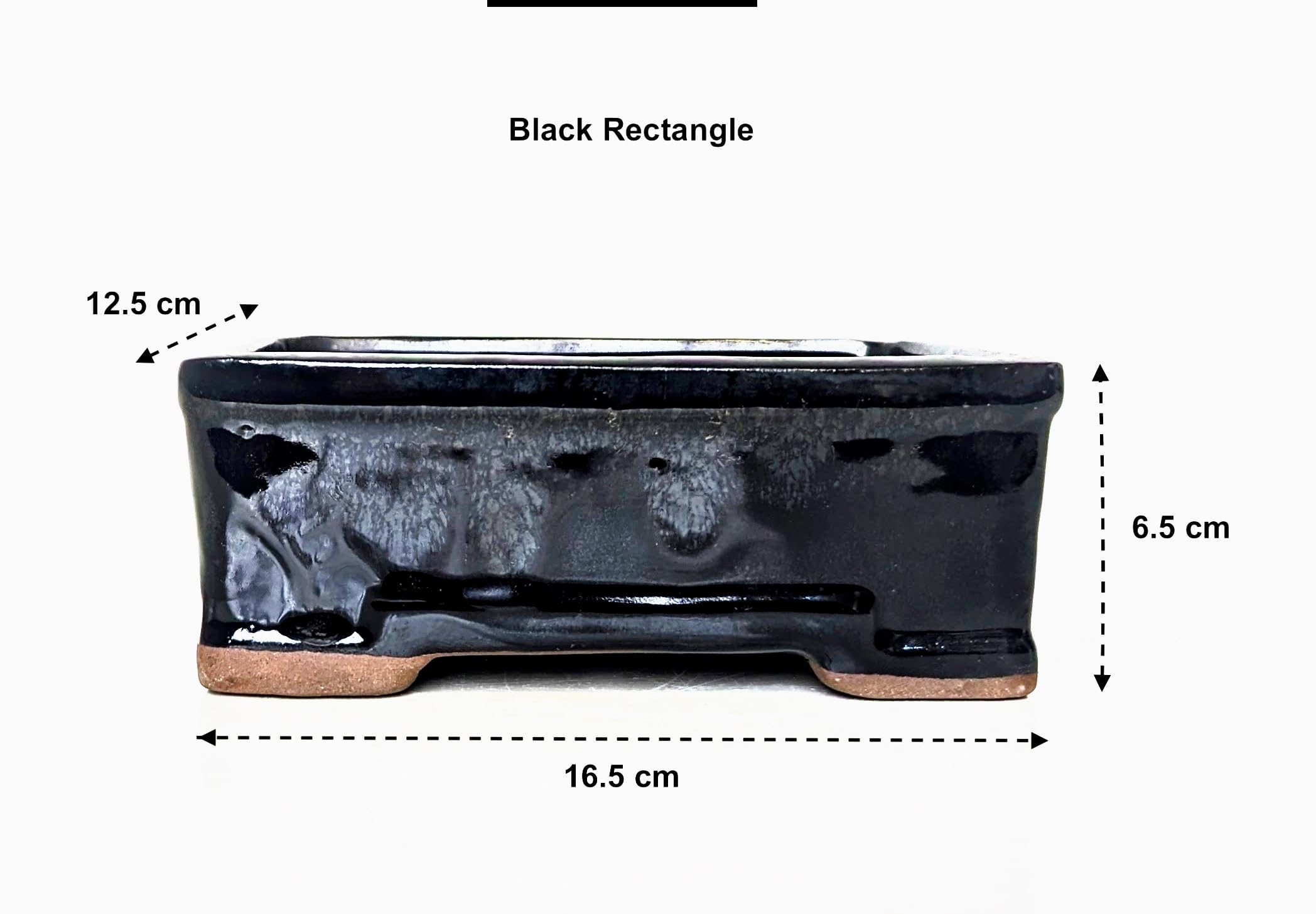 Glazed Ceramic Bonsai Pots without trays (Black, 16cm) - Image 2