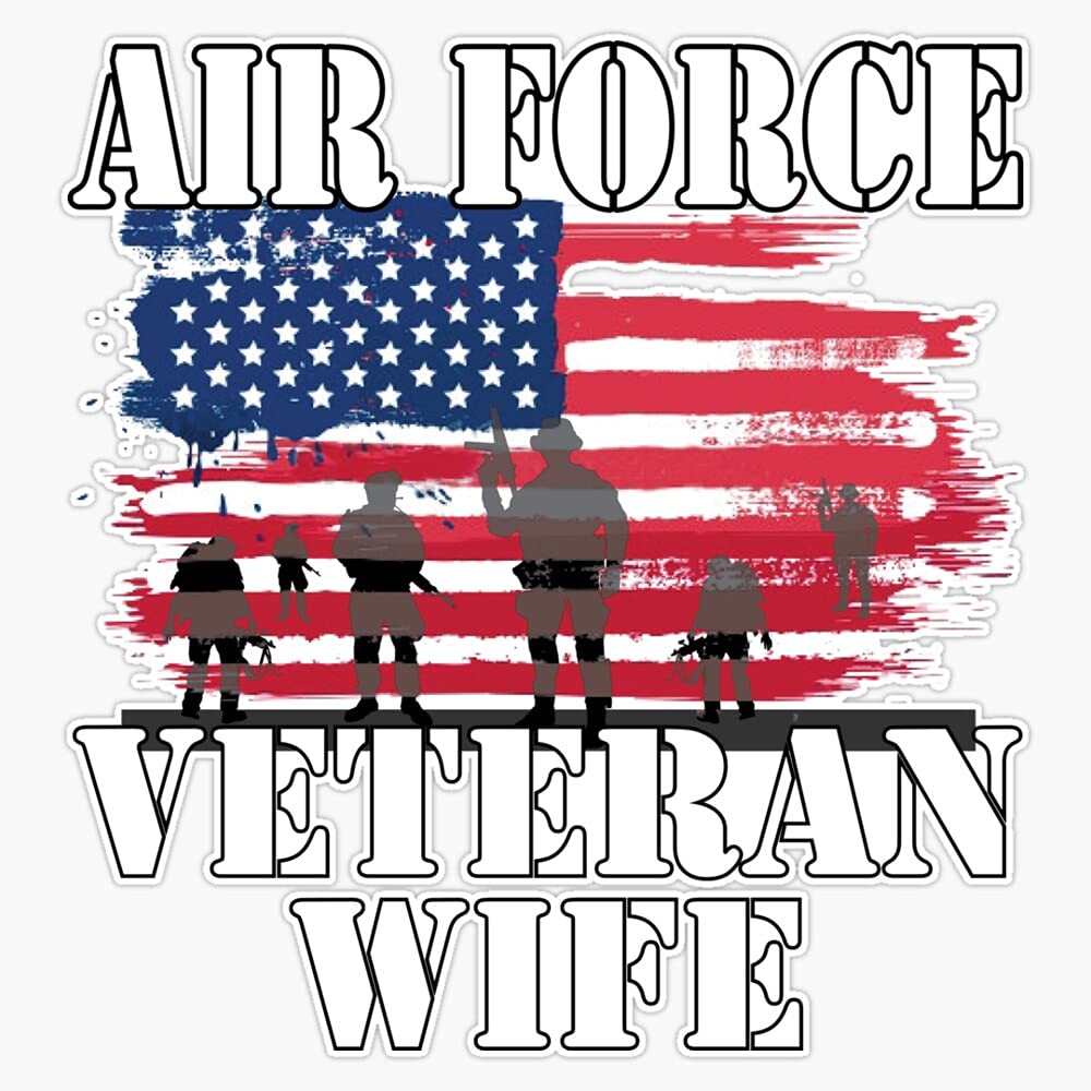 HOF Trading Air Force Veteran Wife Vinyl Sticker Waterproof Decal Laptop Wall Window Bumper Sticker 5"