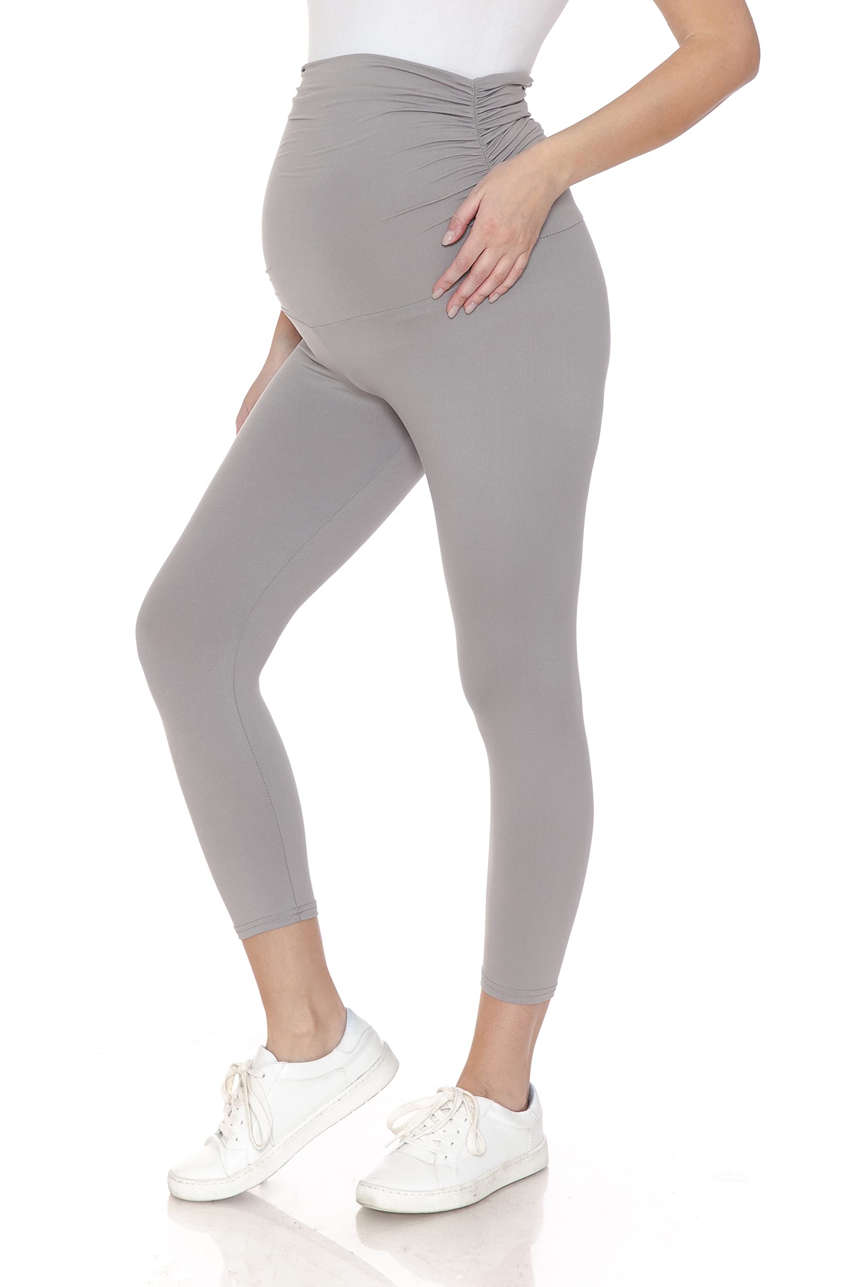 Leggings Depot Legging de maternité pour femme - Collants de yoga décontractés pour la grossesse, gris clair, Taille S