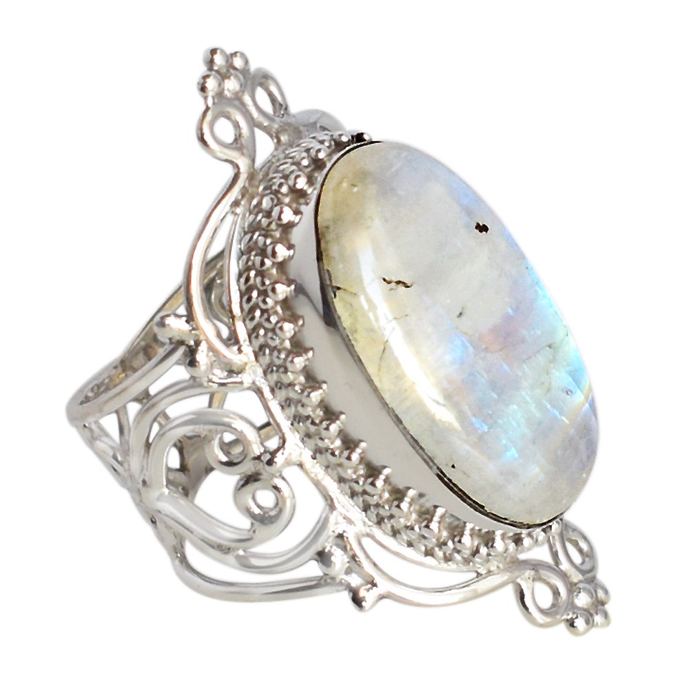 Bague pierre de lune argent 925 ne verdit pas le doigt taille 60 - 8