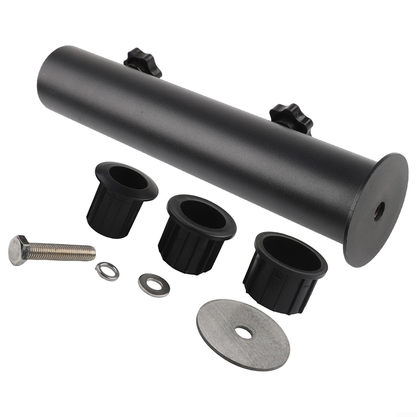 Soporte para sombrilla de acero inoxidable resistente, soporte para sombrilla con varilla de rosca, soporte atornillado para sombrilla de jardín, mayor estabilidad para uso en exteriores