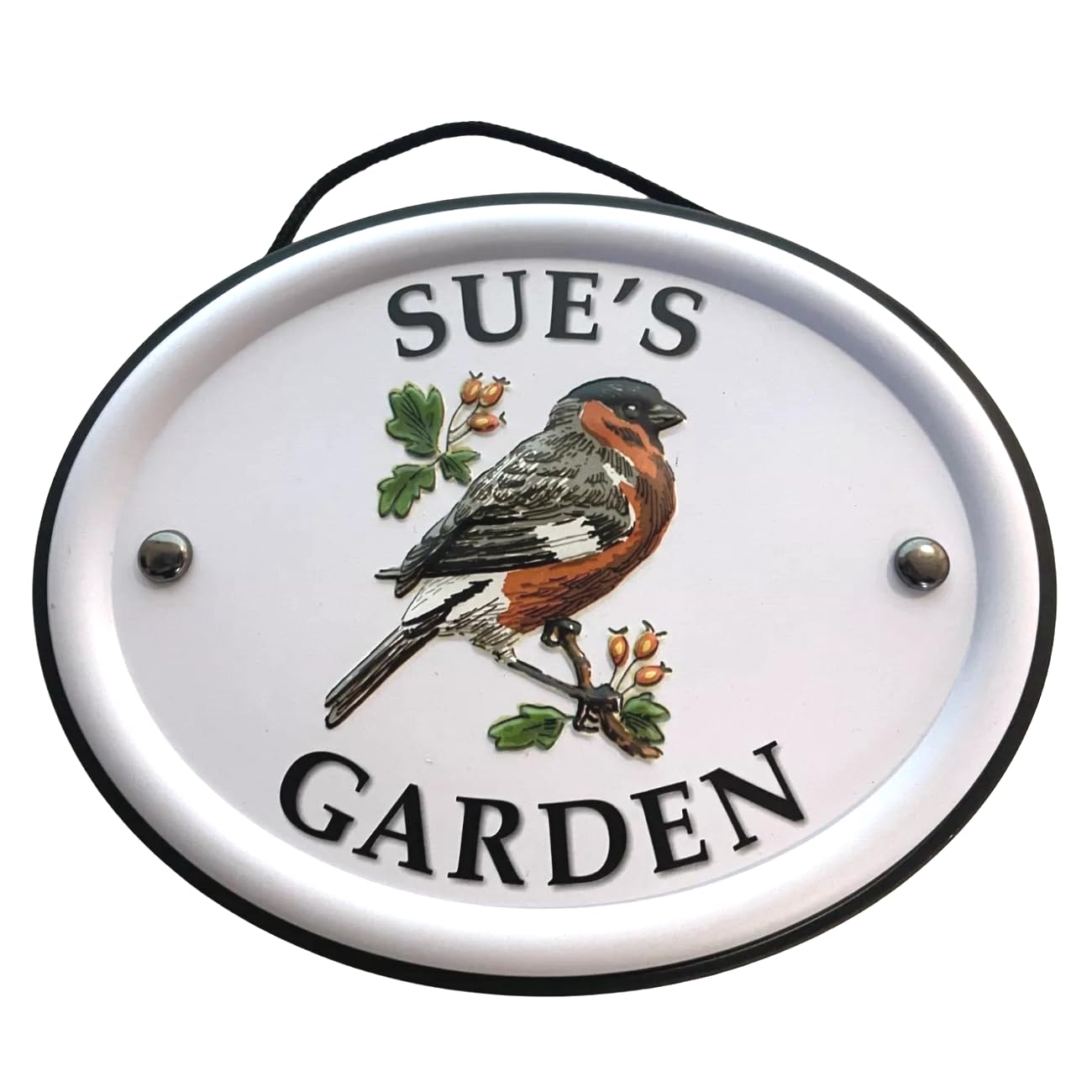 Personalised Garden Sign Hanging Outdoor Tin Plaque Embossed Metal Wall Signs "Sue's Garden"