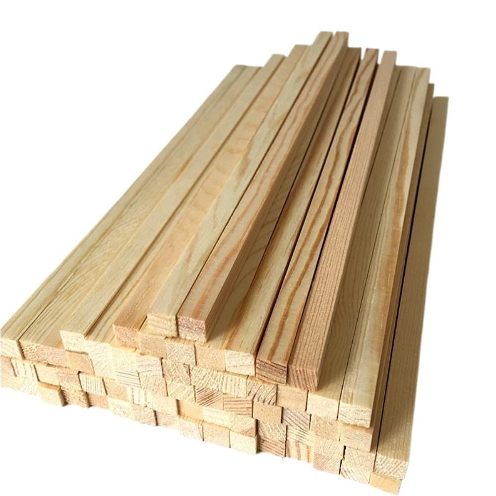 Kije drewniane, Ręcznie robione kwadratowe patyczki drewniane sosnowe, opakowanie 5 szt., 5x5-25x25x330-500 mm(12x12x500mm)