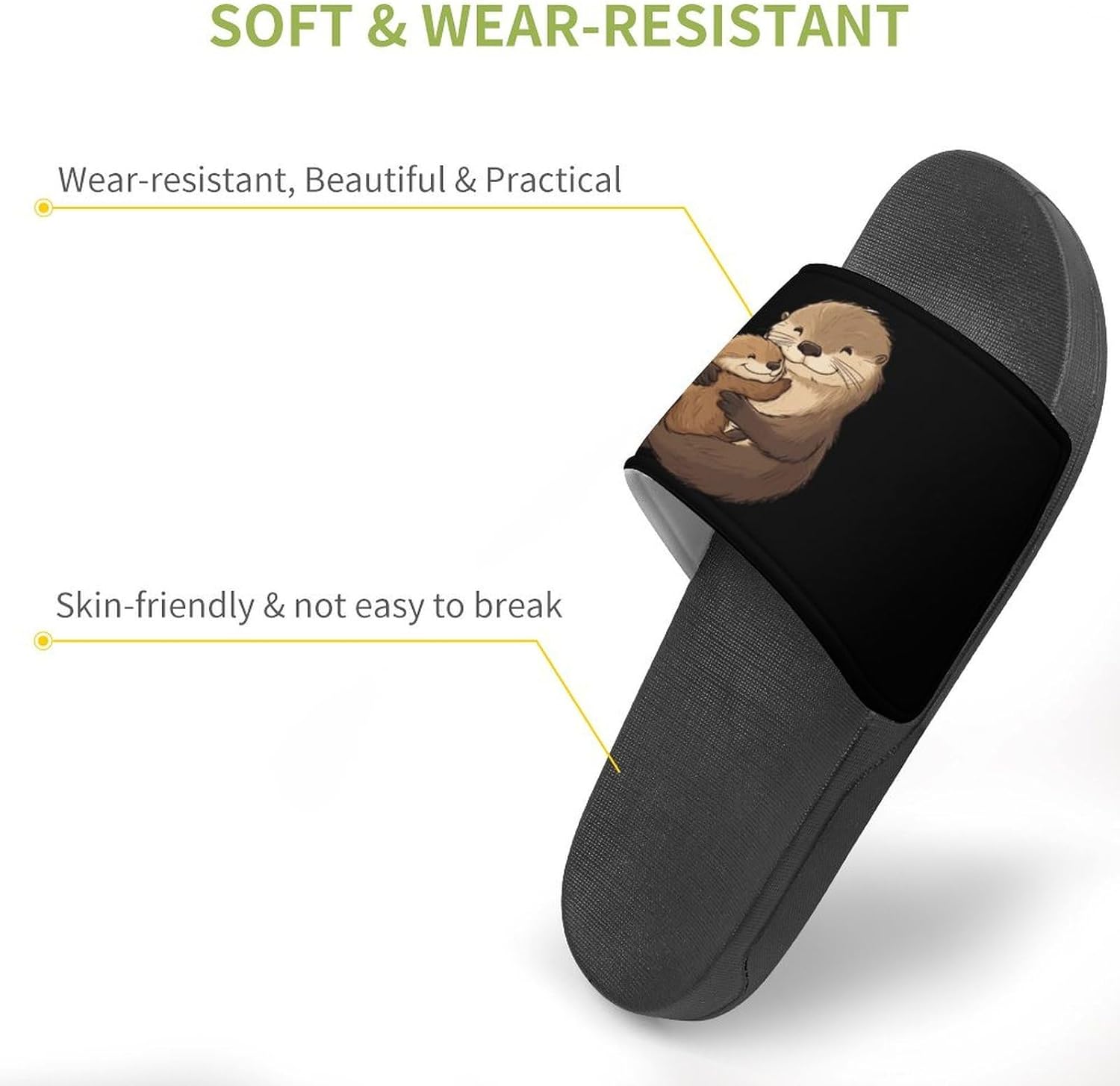 Sea Otter Mom Open Toe Slide Sandals for Women Men Non Slip Shower Shoes House Slippers
