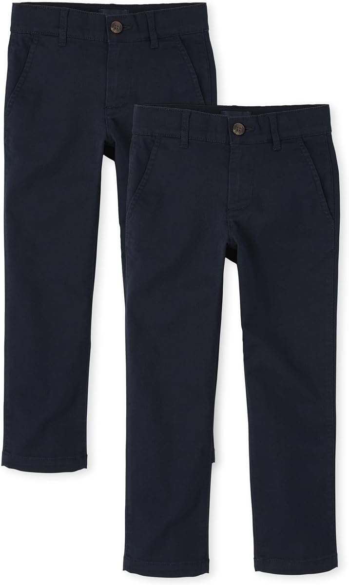 Pantalones chinos ajustados elásticos para niños de The Children's Place, paquetes múltiples