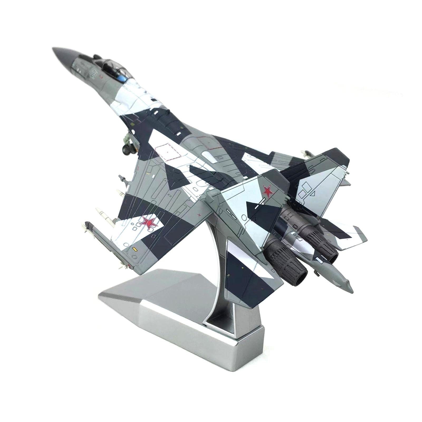 F Fityle 1/100 Sukhoi SU-35 Modello di Aereo da Caccia in Metallo con Decorazione del Supporto 22x14,5 Cm