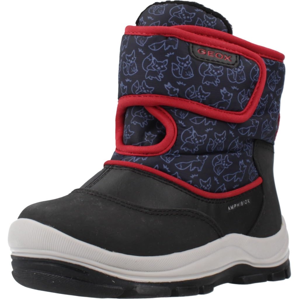 Geox Baby FLANFIL BOY B ABX Snow Boot, Black/RED, 2 UK Child