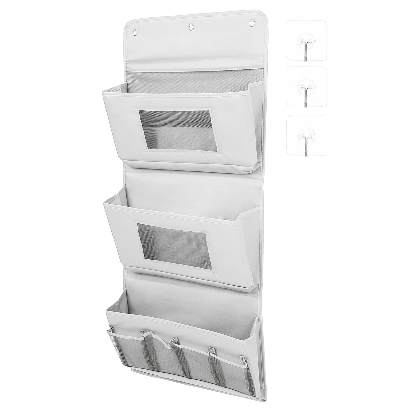 Organizer Appendibile da Porta in Tessuto Grigio Strati Portaoggetti con Tasche Multiple Resistente e Lavabile per Camera Soggiorno e Dormitorio