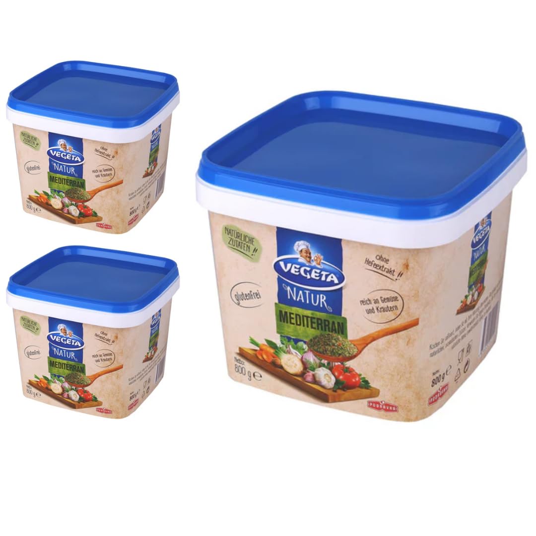 Podravka Vegeta Naturaleza Mediterránea Lata Mezcla de condimentos Vegetales Mezcla Universal con Verduras 800 gramos x 3 unidades