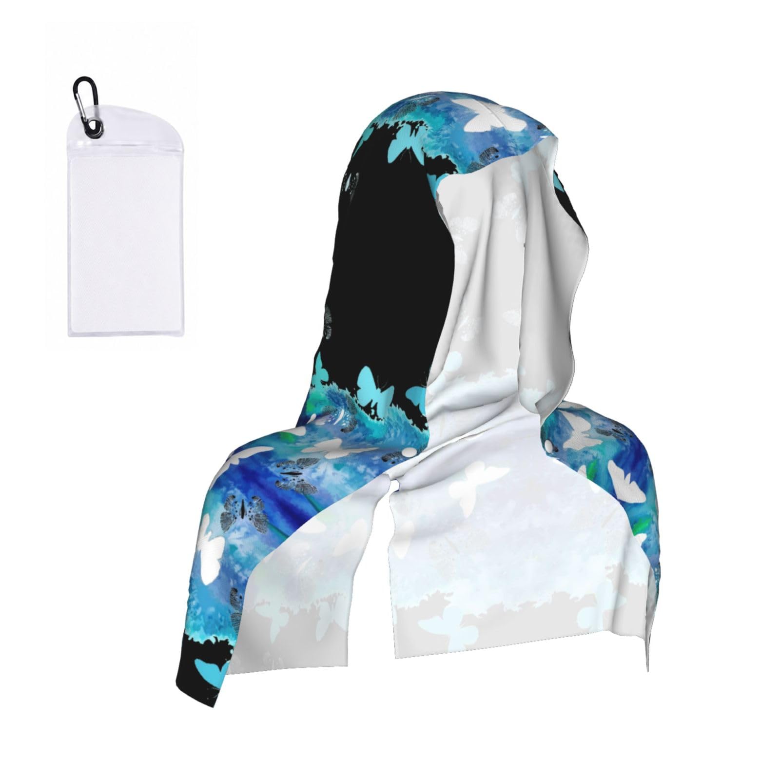EZDLOWVBA Butterflies Print 2 Pack Cooling Hoodie Towels,Sports Headscarf, Neck Wrap Scarf,Breathable Cooling Towel For Neck And Face, Travel, Swimming, Training