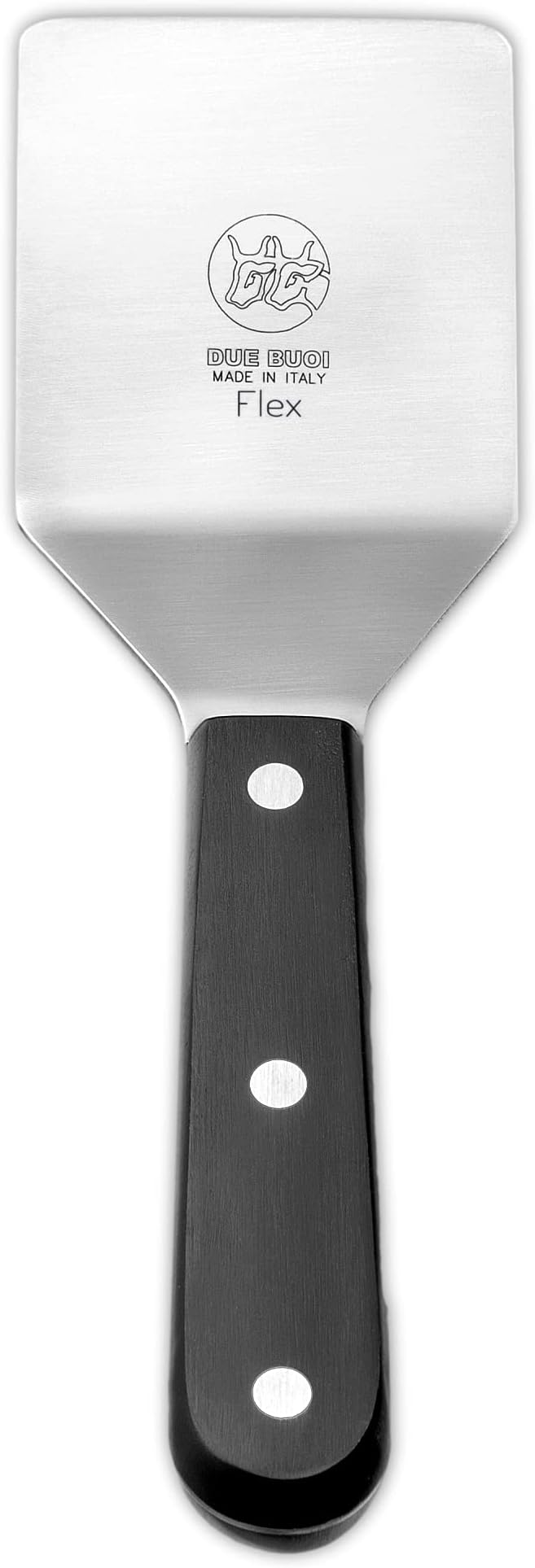 DUE BUOI Small Square Flexible Spatula - Blade 2.56" X 2.56" - Solid stainless steel - Professional quality restaurant - Kitchen bbq grill griddle Hamburger - Full Tang Triple Riveted. ICQ Approved.