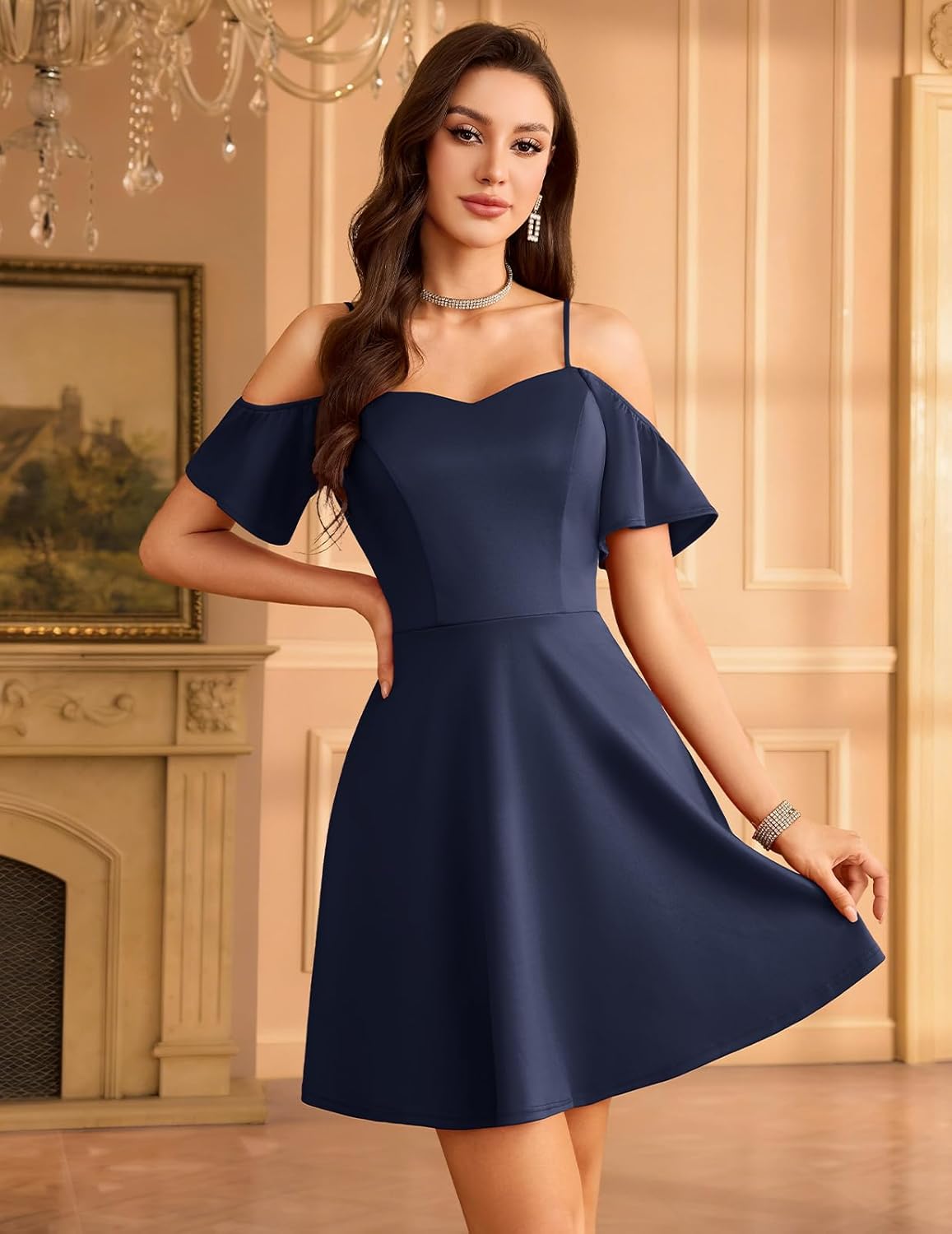 Meetjen Women's Cocktail Party Prom Dress for Teens, Off Shoulder Homecoming Wedding Guest Semi Formal Short Dresses - Image 3