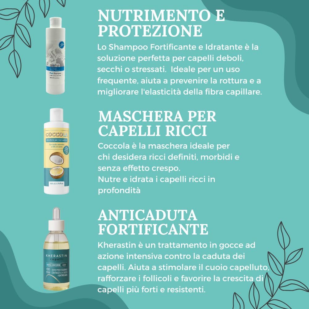 Kit Trattamento Capelli Ricci Uomo e Donna | Shampoo, Balsamo e Maschera, Con Cheratina e Olio di Argan, Fortificante e Nutriente, Definizione e Idratazione