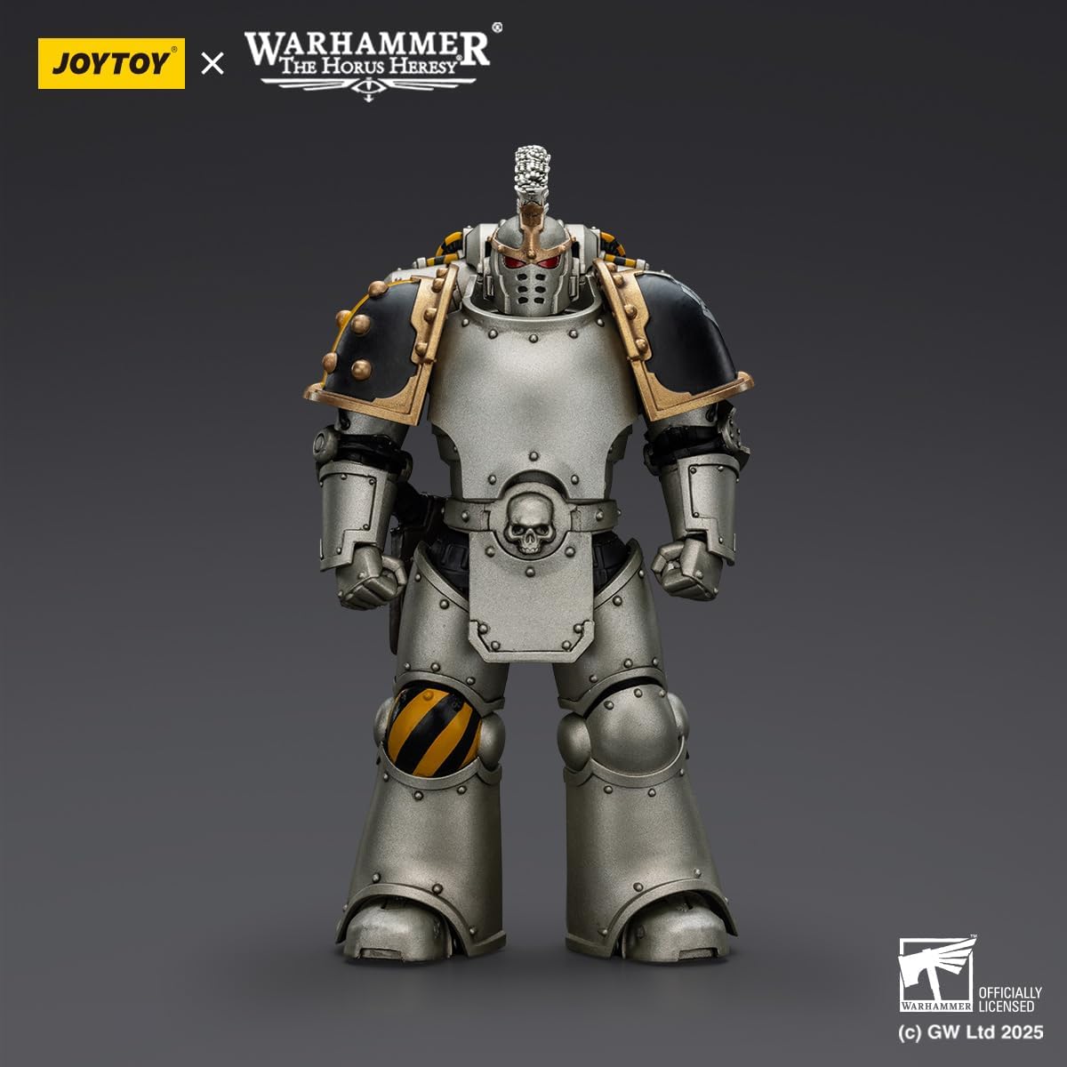 JOYTOY 1/18 Action Figures - Warhammer The Horus Heresy Iron Warriors Command Squad Chosen with Legion Standard - 5‘’,Highly Posable Collectible Model Ages 15+