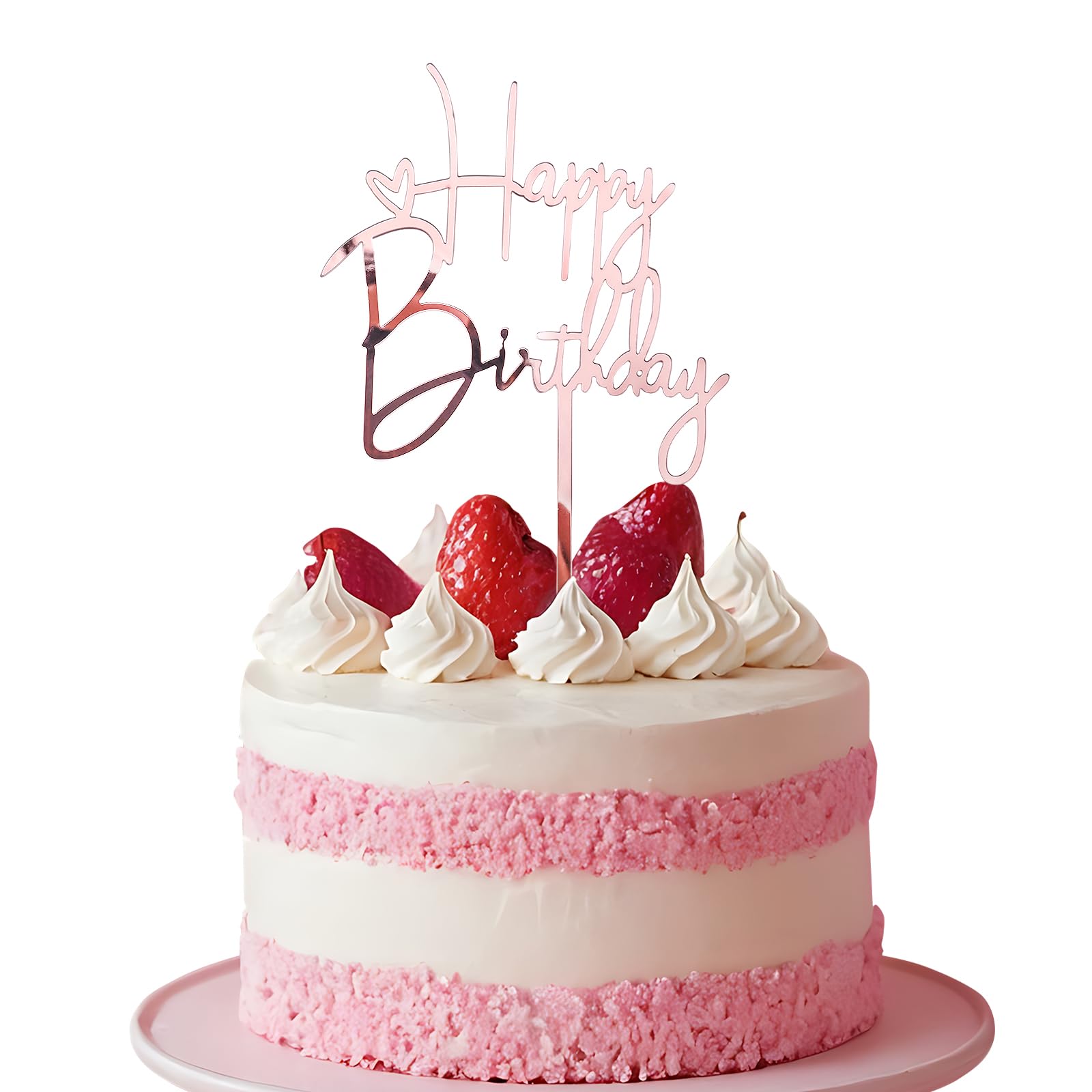 Koboko Happy Birthday Cake Topper, Acryl Tortendeko Geburtstag, Roségold Kuchen Deko Geburtstag, Happy Birthday Tortendeko, Geburtstagstorte Deko Mädchen Jungen Frau Mann 10X14,5cm