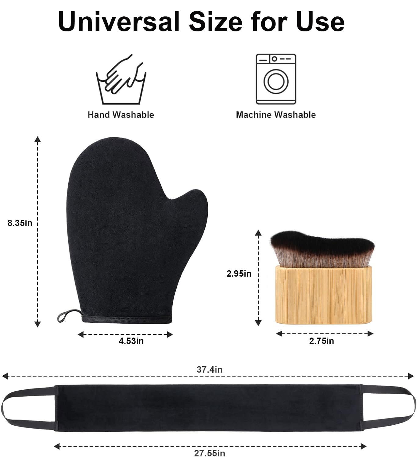 3 in 1 Kit Guanto Autoabbronzante Guanto per Autoabbronzante Self Tanning Mitt Applicatore Abbronzatura Spalma Crema Schiena Pennello Autoabbronzante Guanti Applicatore Crema Schiena