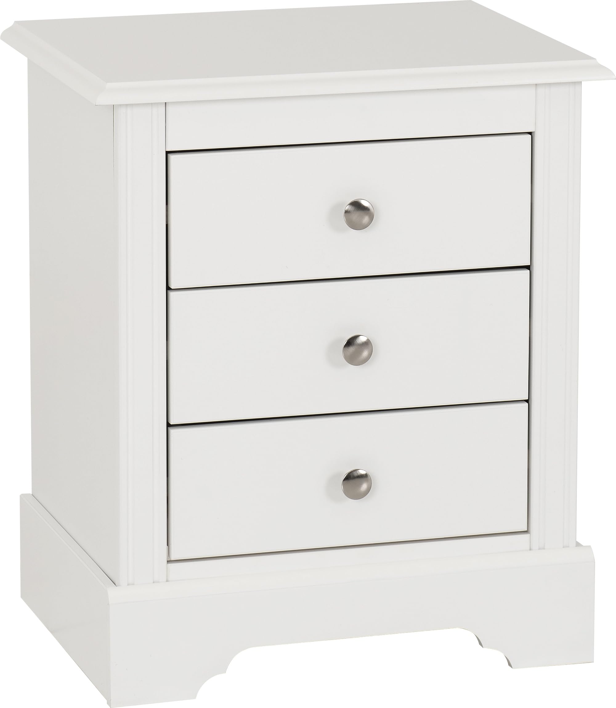 Seconique Stratford 3 Drawer Bedside White Shabby Chic from B&Q