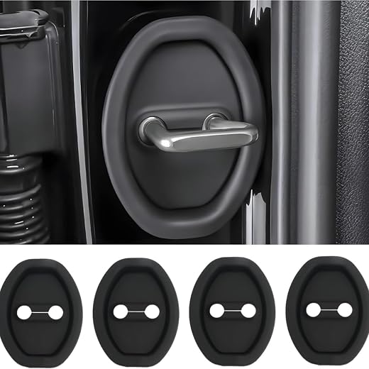 SHOPLUV Lock Protector 4 PCS Silicone Latch Cover, Shock Absorption Pads, Anti-Rust Universal Guard for Most Cars Car Door...