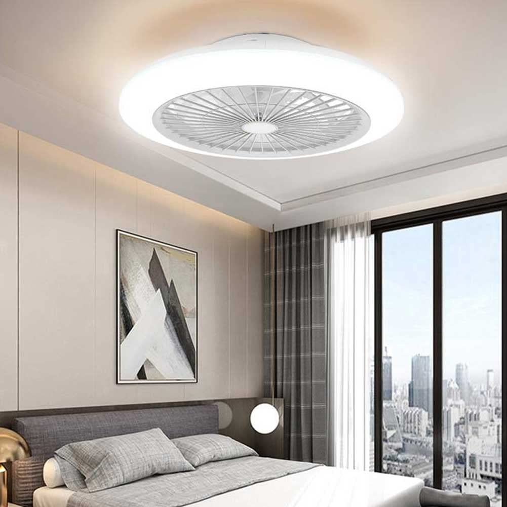BAKAJI Lampadario Plafoniera con Ventilatore a Soffitto 3 Velocità Luce LED 18W Colorazione Regolabile Funzione Timer 1/2/4/8 ore e Telecomando Controllo a Distanza Staffa in Metallo Diametro 50 cm