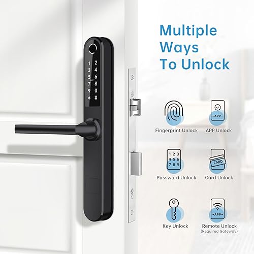 Miniatura 2 de Luston Cerradura inteligente delgada para puerta delantera, de acero inoxidable, impermeable, cerradura de puerta de entrada sin llave, WiFi
