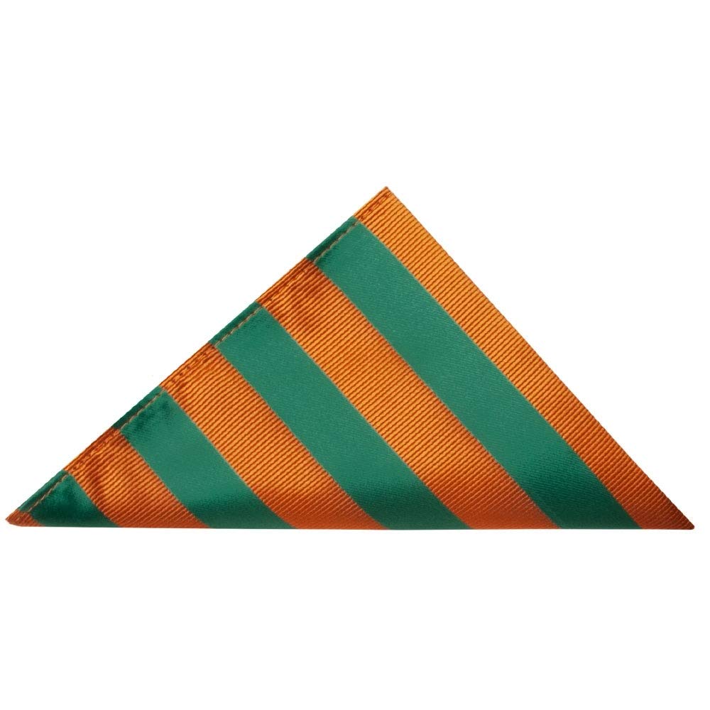TIES R US Orange and Green Striped Pocket Square