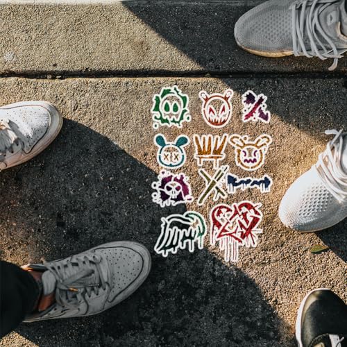 FINGERINSPIRE Plantilla de pintura con patrones de graffiti, 21 x 29,7 cm, reutilizable, plantilla de calaveras de graffiti, coronas, corazones, flechas, alas, plantilla de plástico, plantilla para