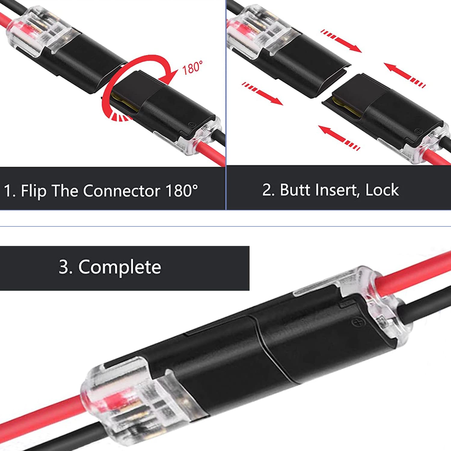 20x 2-poliger Kabelsteckverbinder Wasserdicht – Für 18–22 AWG – Schnell Steckbar Für 12V/24V – KFZ & LED Polycarbonat Stecker
