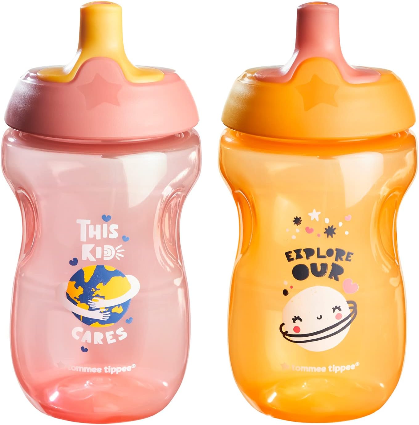 Tommee Tippee Sportee Water Bottle for Toddlers, Spill-Proof, 10oz, 12m+, 2 Count (Colors & Design Will Vary)