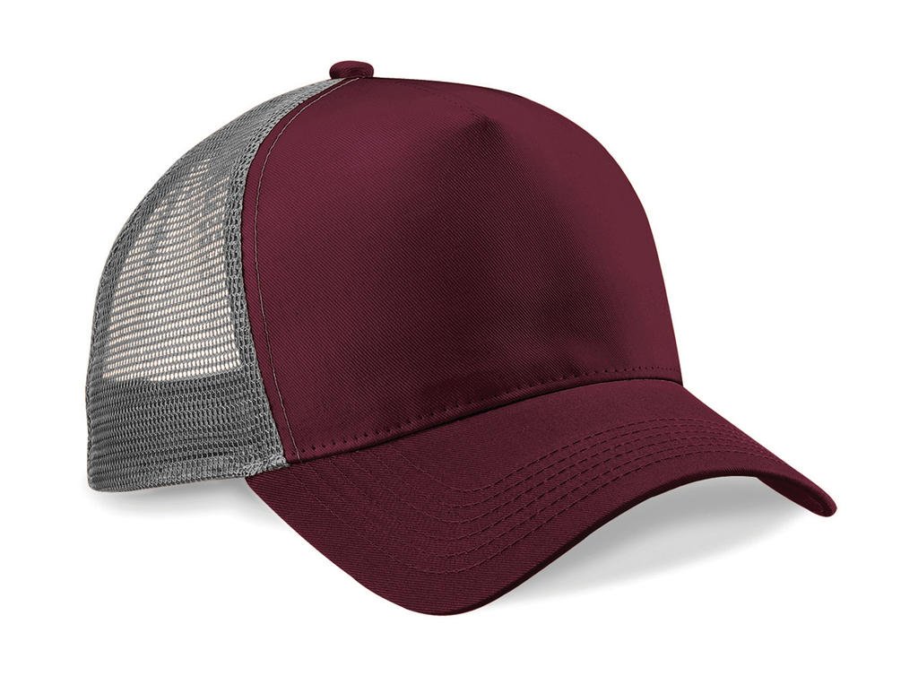 Beechfield Burgundy/Grey Mesh Baseball Cap One Size