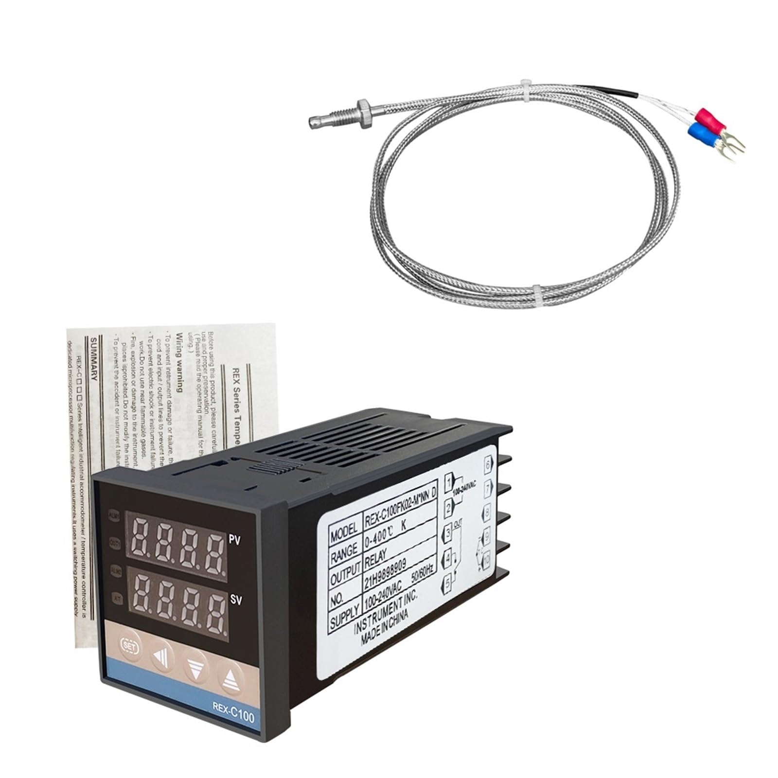Regolatore di Temperatura Digitale K REX-C100 Sensore termocoppia con Uscita relè termostato 48 X 48(A2)