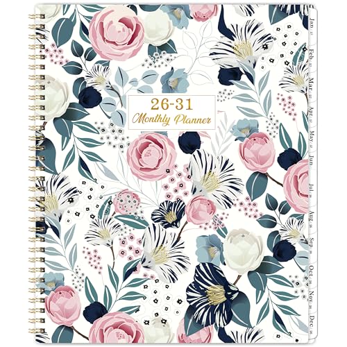 2026-2031 Monthly Planner - 5 Year Planner/Calendar 2026-2031 Spiral Bound Jul. 2026 - Jun. 2031 9 x 11 Twin-Wire Binding + Printed Tabs - Petunia