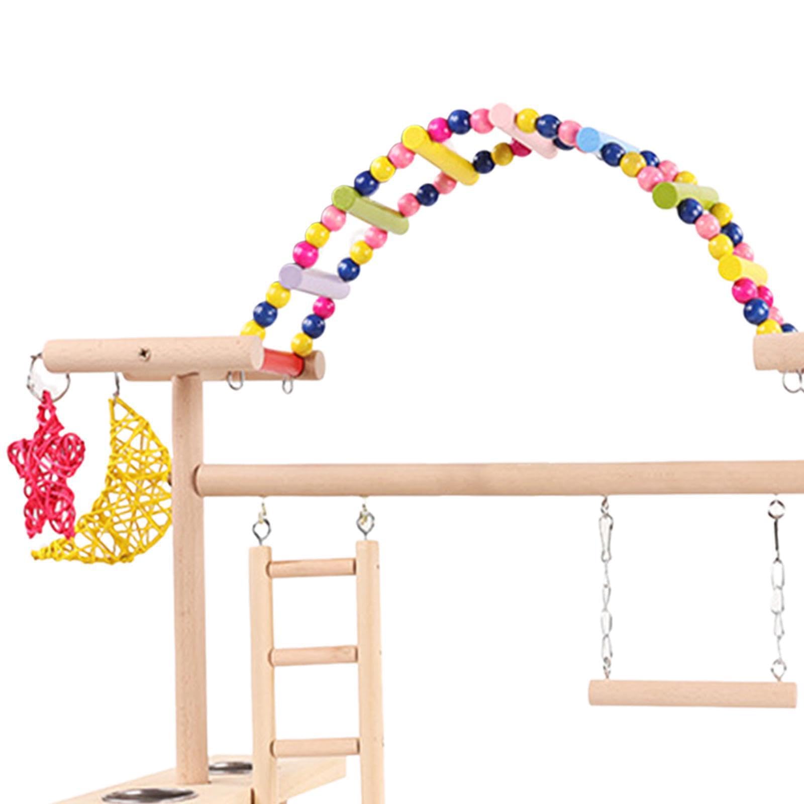 Supporto per gioco per parrocchetti, trespolo in legno per uccelli che offre spazio per divertimento interattivo. Il parco giochi Bird Gym offre una