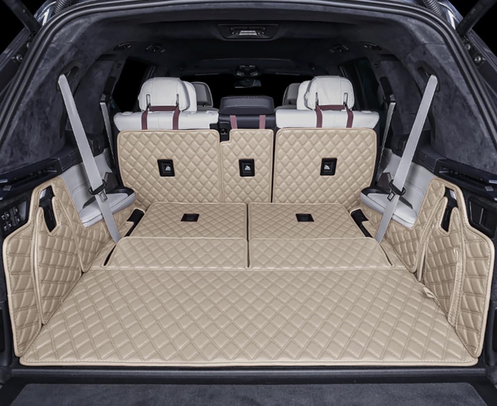 ZYCHUANGYING for BMW X7 2+3+2 Seater Trunk Mat Cargo Cover Dog Liner Boot Liner Full Coverage Leather 3D Laser Measured (Trunk Mat+2nd Row Backrest