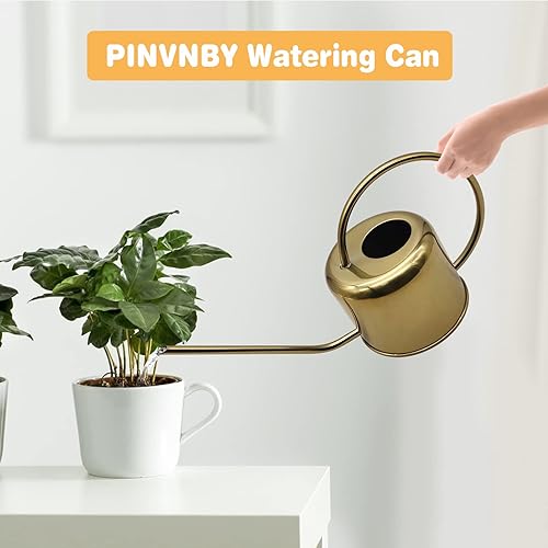 Miniatura 7 de PINVNBY 42 oz Watering Can, Watering Can Indoor Plants Stainless Steel Small Watering can Long Nozzle Plant Watering Can for Bonsai Pot, House