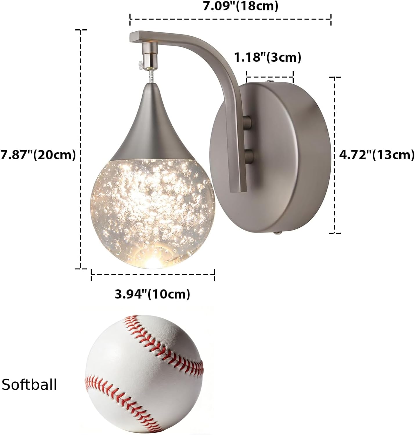 Wall Sconce Indoor, LED Modern Crystal Wall Sconces, Bubble Sconce Wall Lighting for Bedroom Dining Room Living Room Hallway Vanity Bathroom, Nickel
