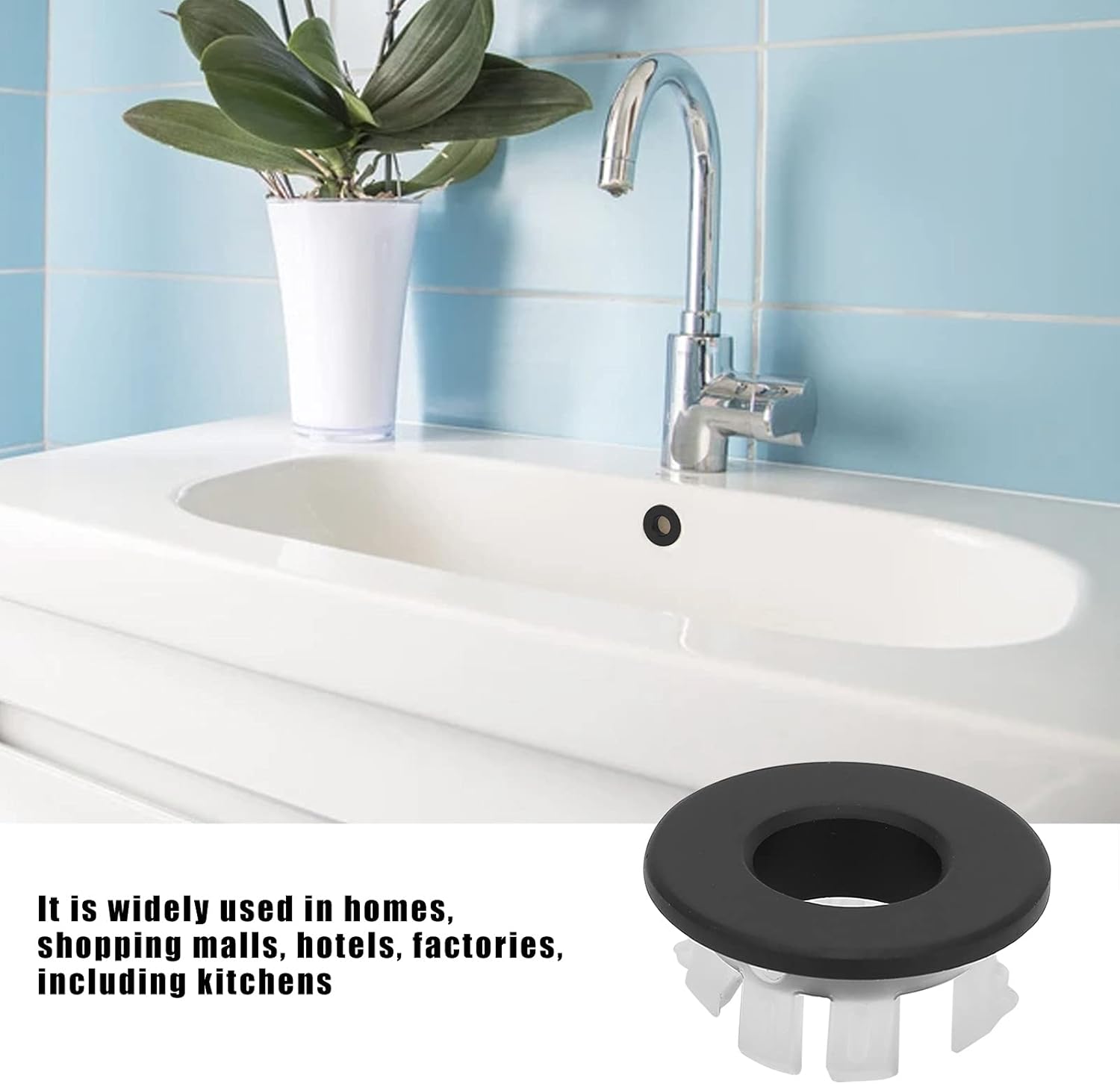 MOUMOUTEN Sink Overflow Ring, Chrome Plating Basin Sink Hole Cover ...