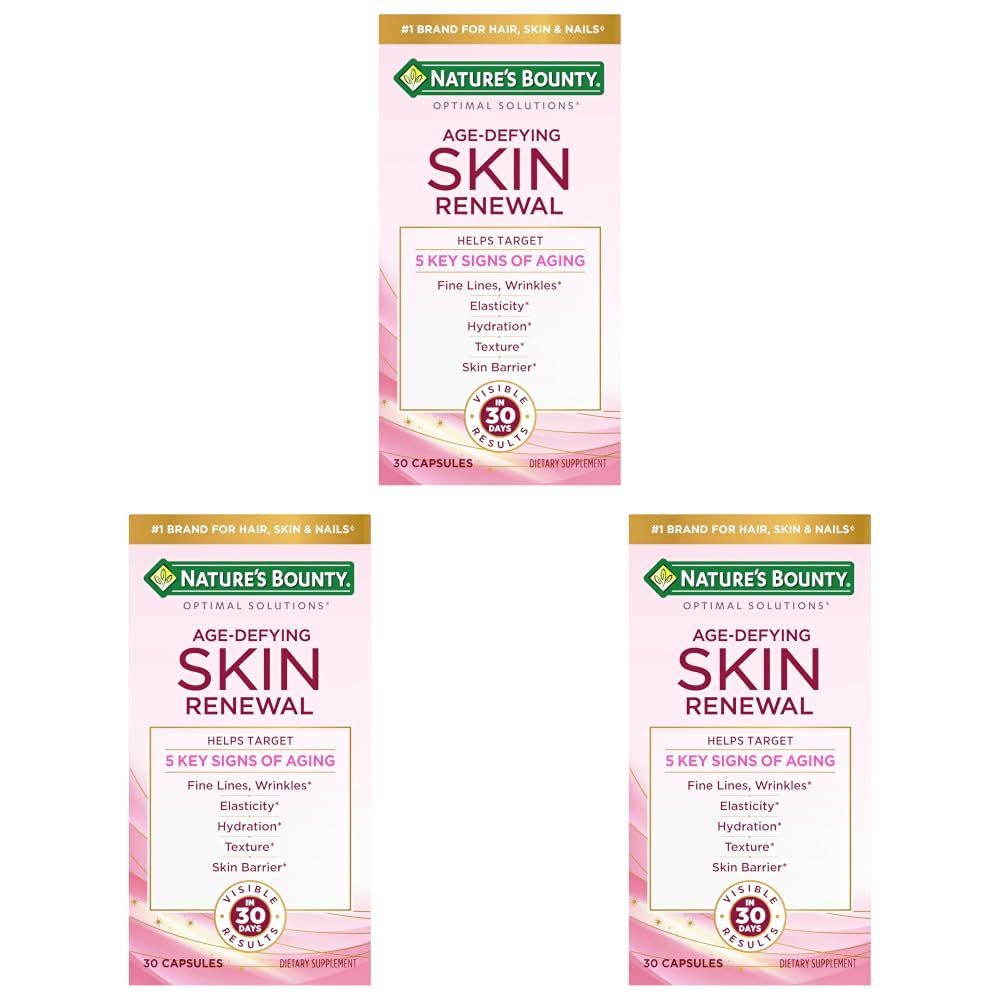 Nature's Bounty Optimal Solutions Age-Defying Skin Renewal, 30 Capsules (Pack of 3) 30 Count (Pack of 3)