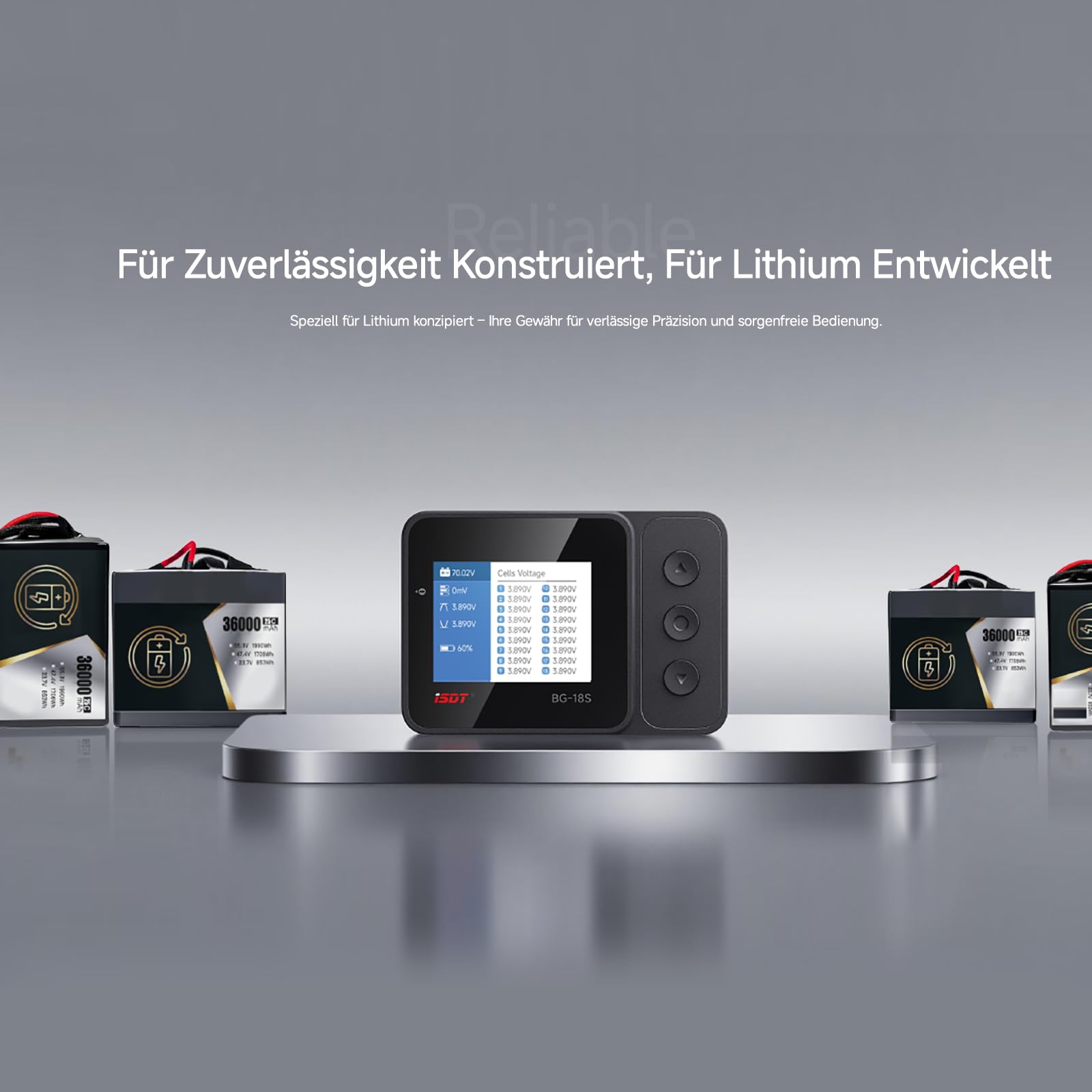 ISDT BG-18S Intelligenter Akku-Tester & Balancer, 12-18S LiFe/LiPo/LiHv/ULiHv, DC 10-90V Arbeitsspannung, Messgenauigkeit 0,005V, Zellbereich 1,5V-5V