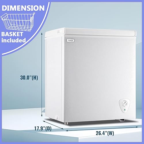 Miniatura 6 de WANAI Deep - Congelador de pecho de 5.0 pies cúbicos, mini congeladores independientes con termostato ajustable de 7 temperaturas y descongelación