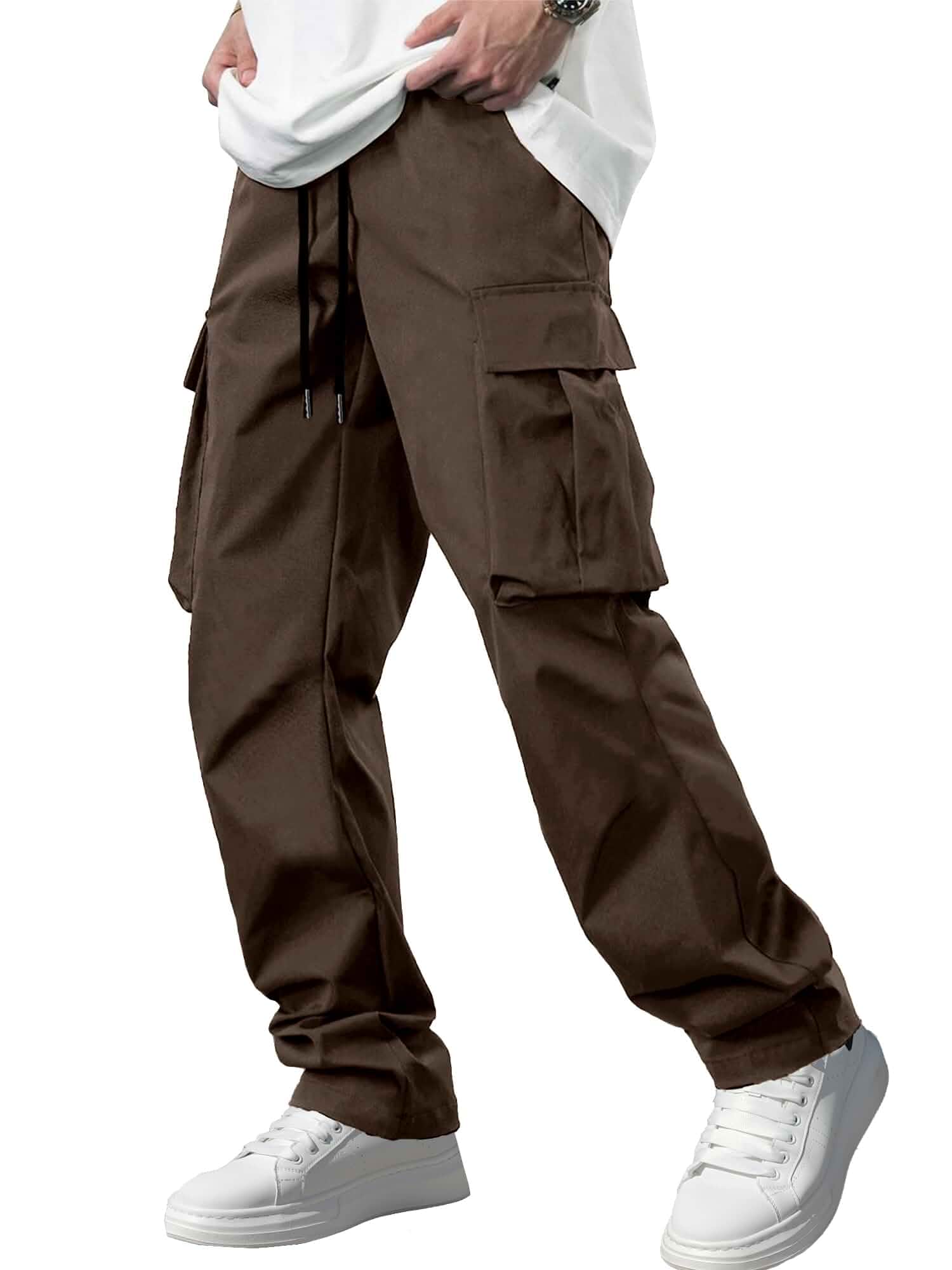 Comdecevis Men's Casual Cargo Pants Tactical Work Pants with Pockets Durable & breathable, workout joggers, stretch sweatpants, drawstring elastic waist, hiking, outdoor, running