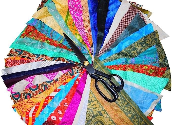 KR VISION 25 Pieces of Vintage Silk Remnants, Silk Fabric Scraps, Easter Egg Dyeing Silk Scraps, Silk Recycled Craft Fabric (8" X 8" Inches) - Image 3