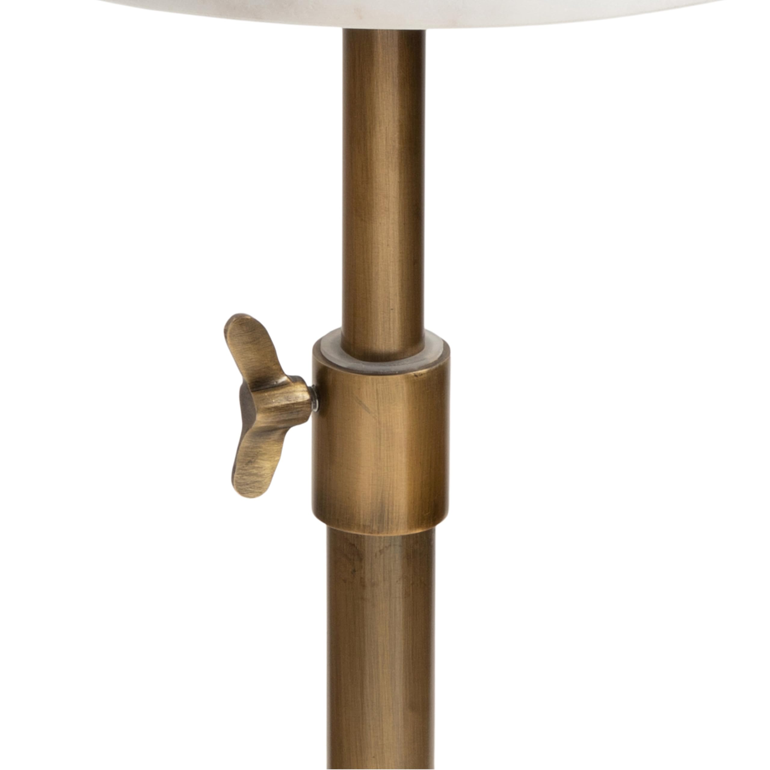 Kate and Laurel Engles Traditional Adjustable-Height Pedestal Side Table, 14 x 14 x 30, White Marble and Antique Brass, Vintage Round End Table for Use as Indoor Plant Stand with Authentic Marble Top