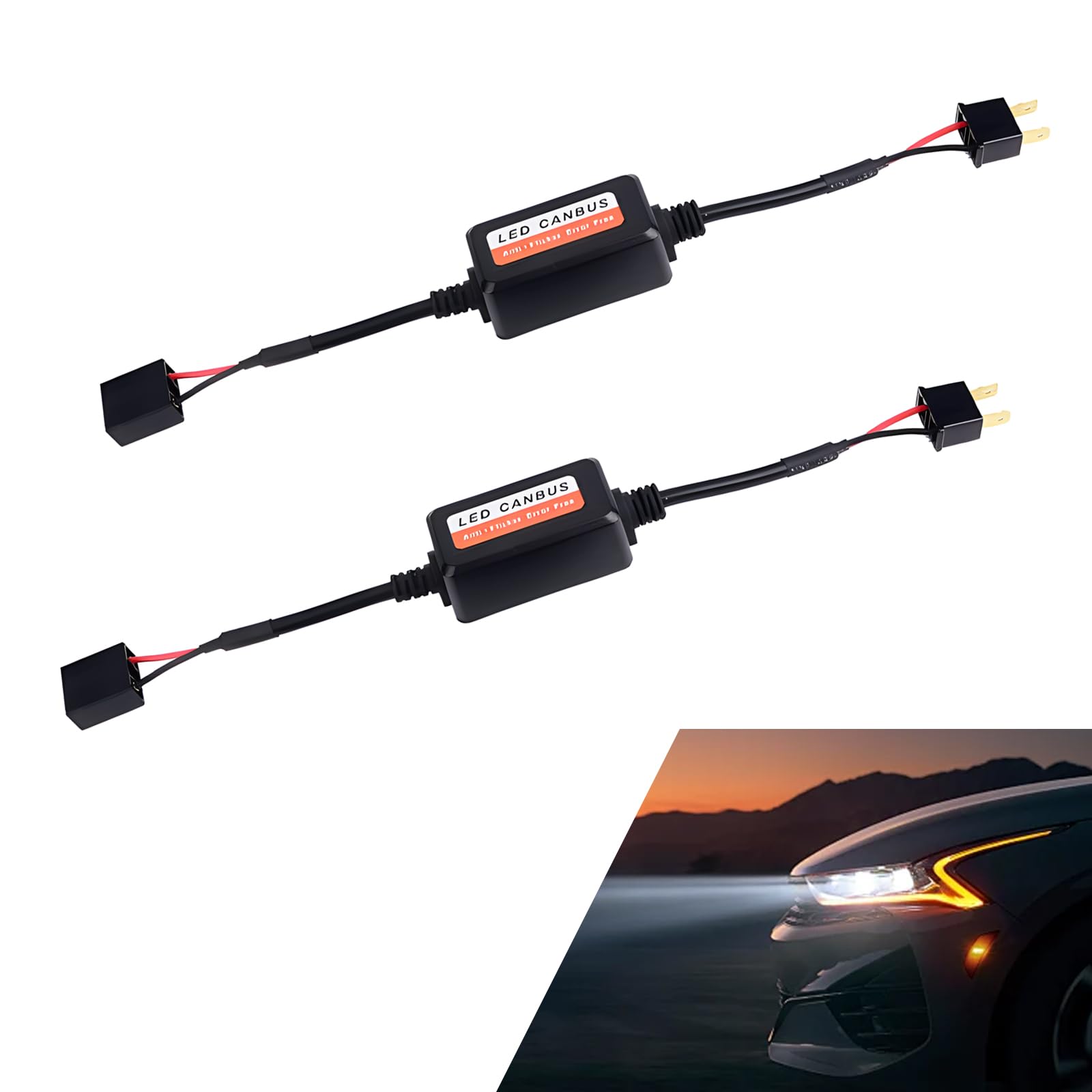 Flygun 2 PCS Car H7 LED Decoder, Radio Audio Led Filter, Warning Error Fault Decoder to Fix Bulb On and Off Problem, Anti Flicker Capacitor Decoder