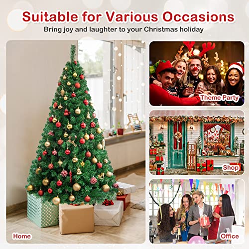 Goplus 6Ft Artificial Christmas Tree Xmas Pine Tree With Solid Metal Legs Perfect For Indoor And Outdoor Holiday Decoration thumb #7