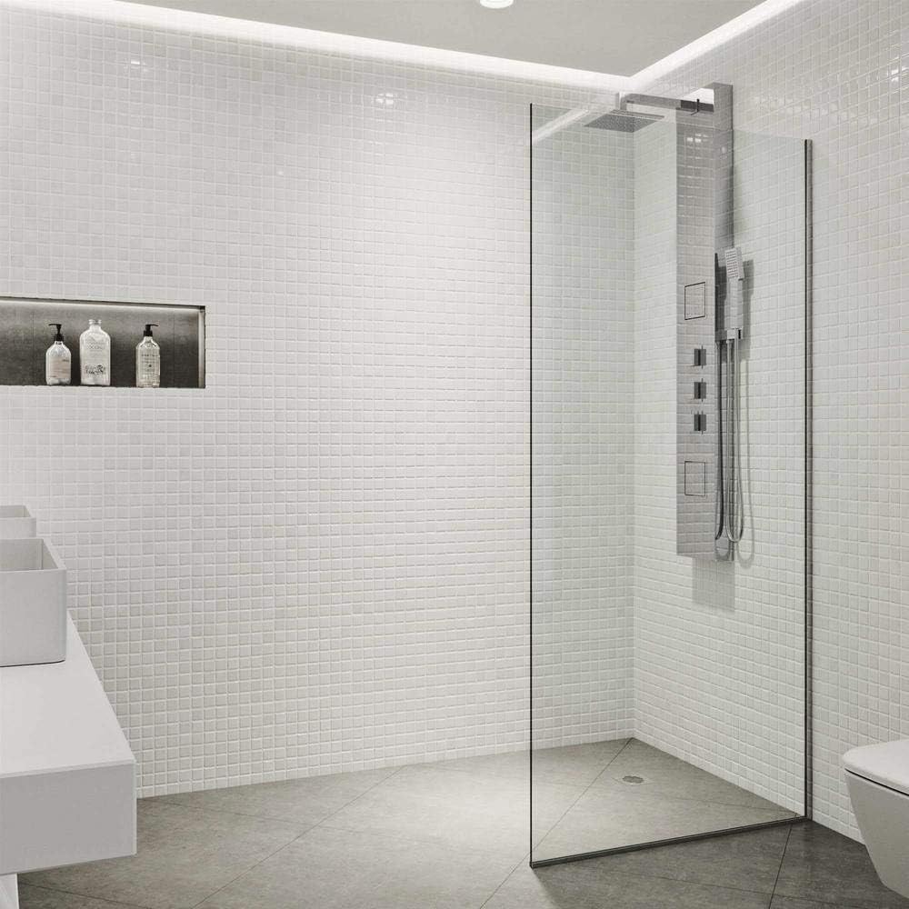 VIGO Zenith 34'' W x 74'' H Frameless Fixed Shower Screen in Chrome with 3/8'' Clear Glass-VG6075CHCL3474