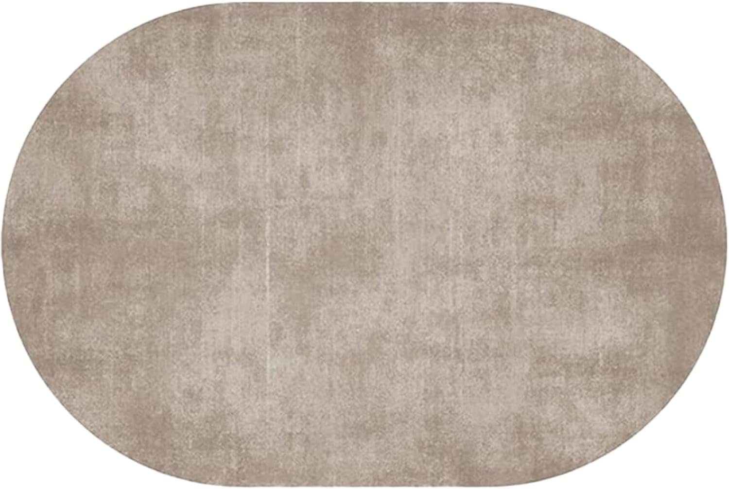 Waschbarer Oval Teppich Kurzflor Polyester antirutsch Waschbar Flur Schlafzimmer Küche Wohnzimmer Zimmer deko, Moderner minimalistischer erdiger Gelbton Oval 150x240cm